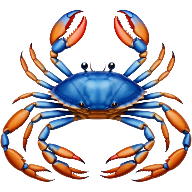 A blue crab with eight legs and two pincers emoji
