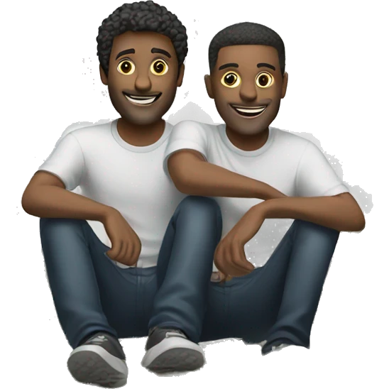 2 men sitting on cloud of money emoji