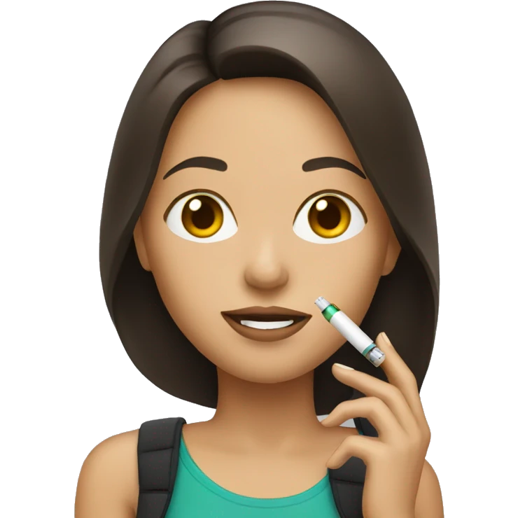 Brunette with an electronic cigarette emoji