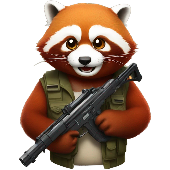 Red panda with a gun emoji