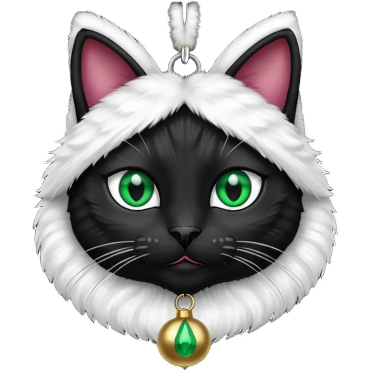 black cat wearing a jingle bell necklace emoji