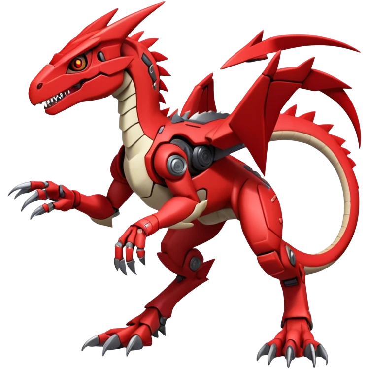  Cool Edgy Futuristic Red Digimon-Fakemon-Guilmon-Velociraptor-Dragon-Mecha full body emoji