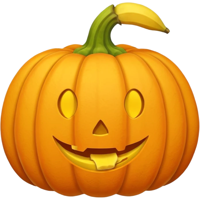 pumpkin plushie with banana peel on top emoji