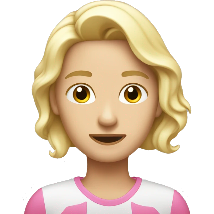 Persona blanca con pelo rubio durmiendo con una sábana rosa emoji