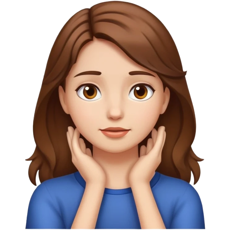 girl with brown hair and with hands on her neck emoji