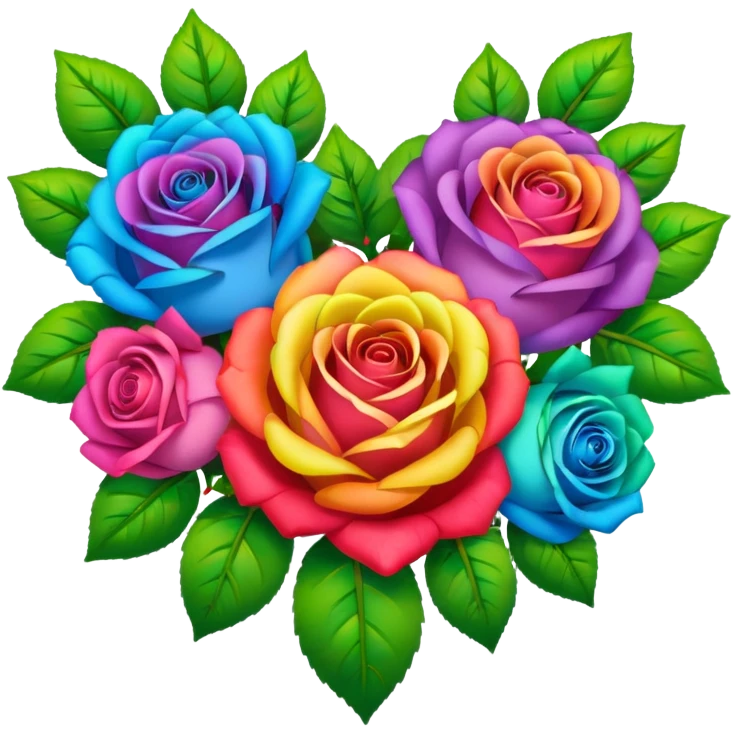 Heart with rainbow roses & leaves emoji