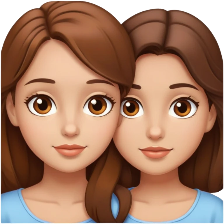 two very in love girl both with brown hair and brown eyes emoji