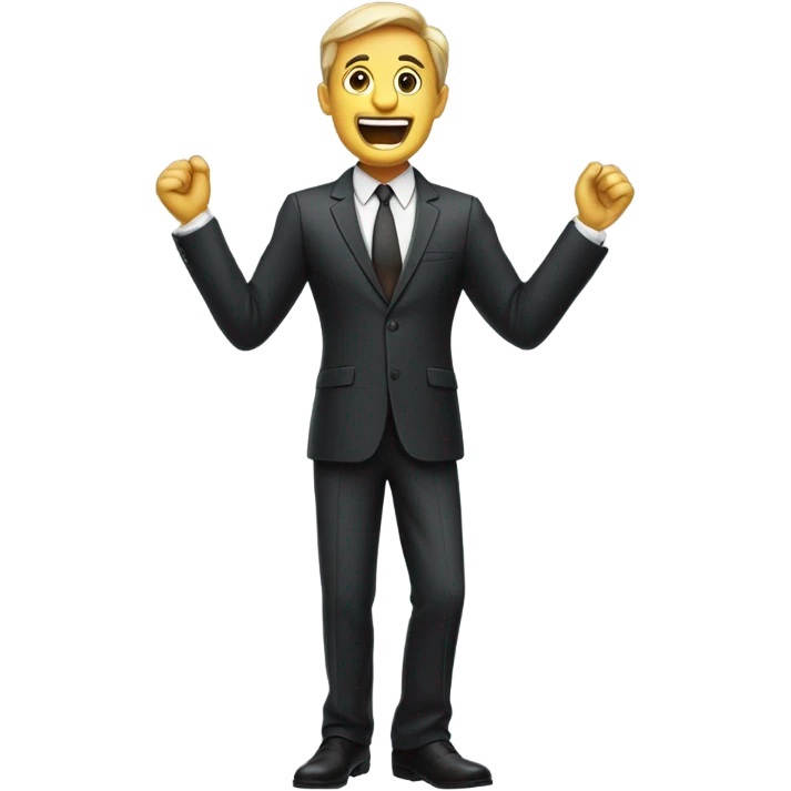 Businessman standing full body side view shouting emoji