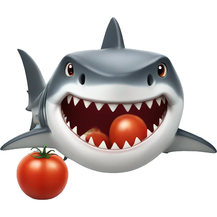 Shark with big tomato emoji
