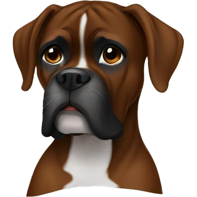 Dark Brown Boxer dog in bed  emoji