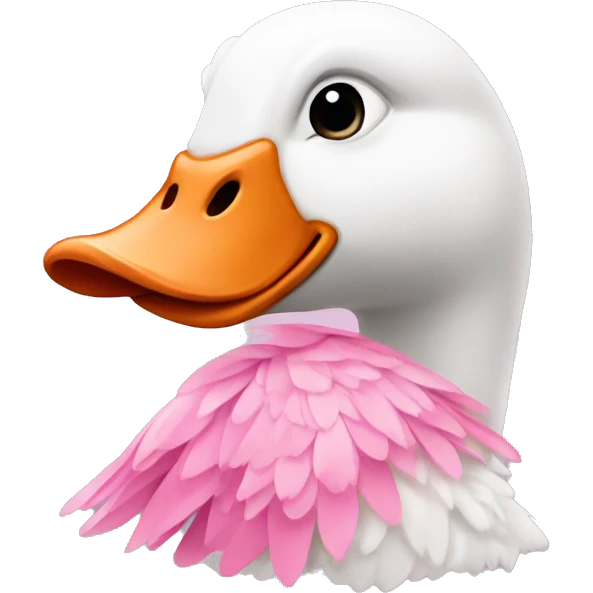 a goose with a pink flake emoji