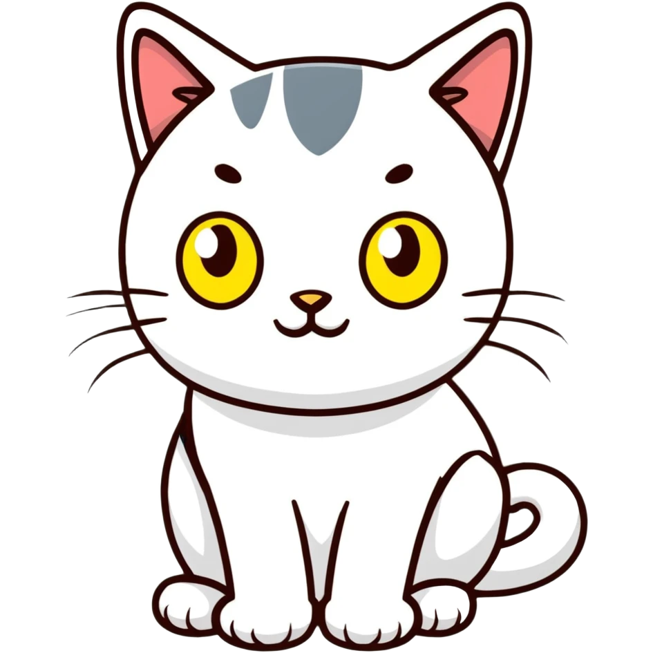 White cat with yellow eyes emoji