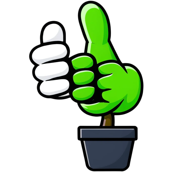 hand with green thumb giving thumbs up, representing gardening skill emoji