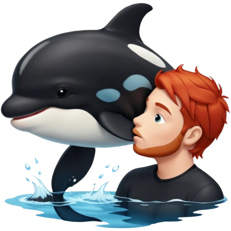 Red head male kissing orca emoji