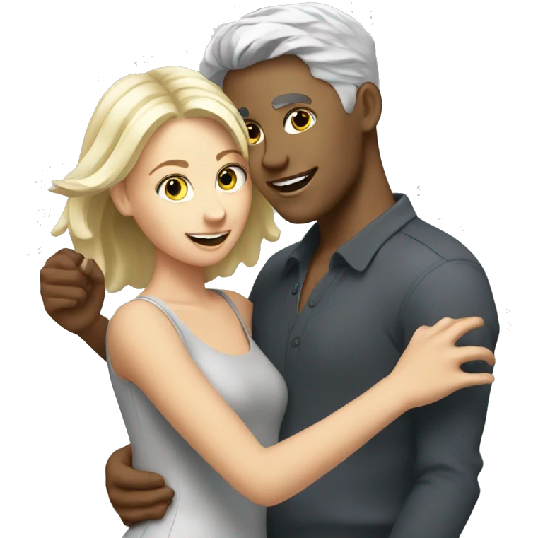 Blonde girl and grey hair white  boy dancing  emoji