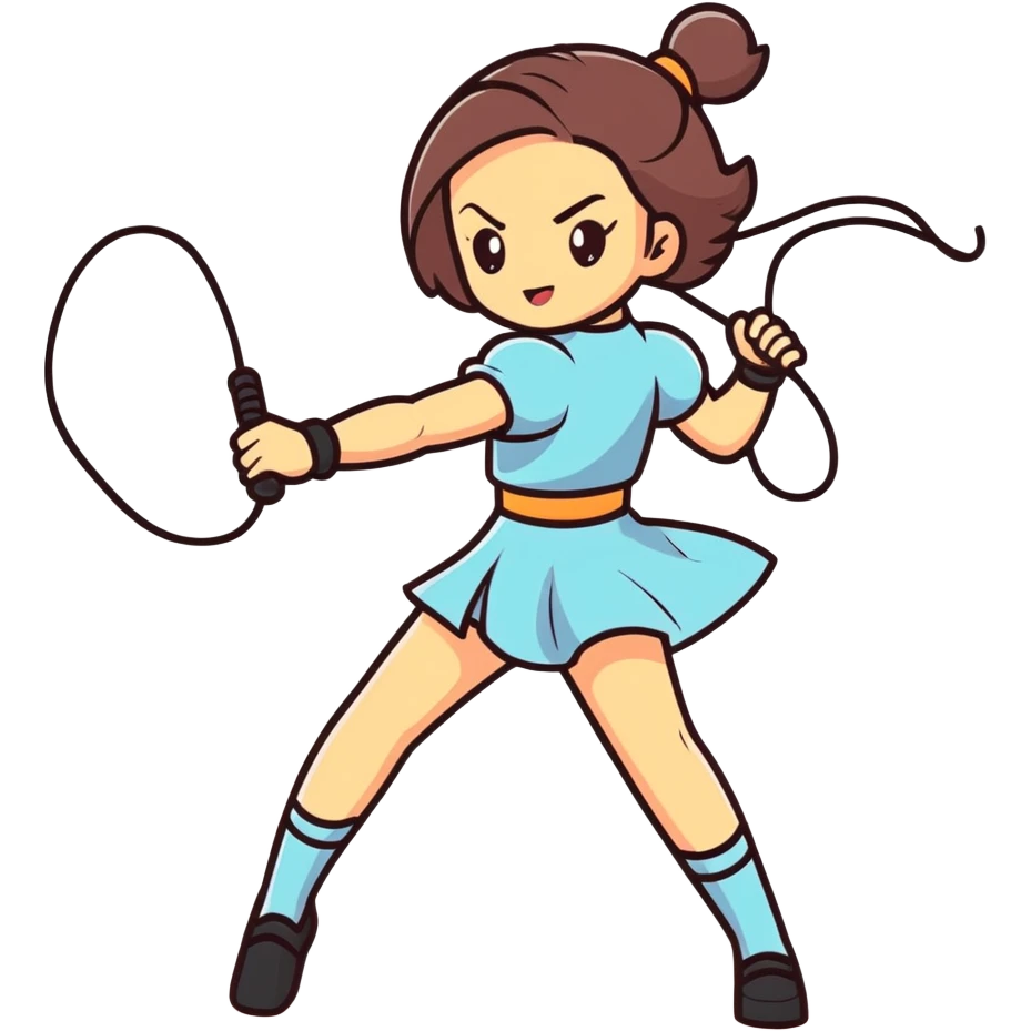 A girl doing the whip emoji
