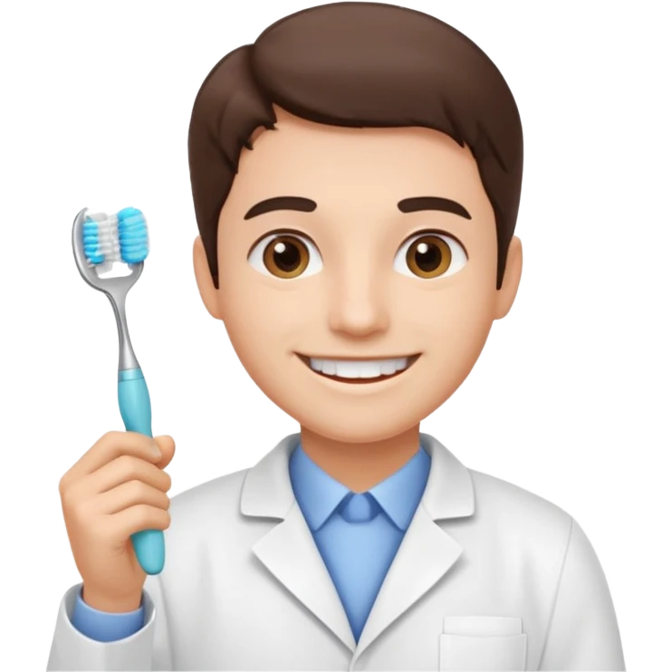 dentist, smiling, holding toothbrush emoji