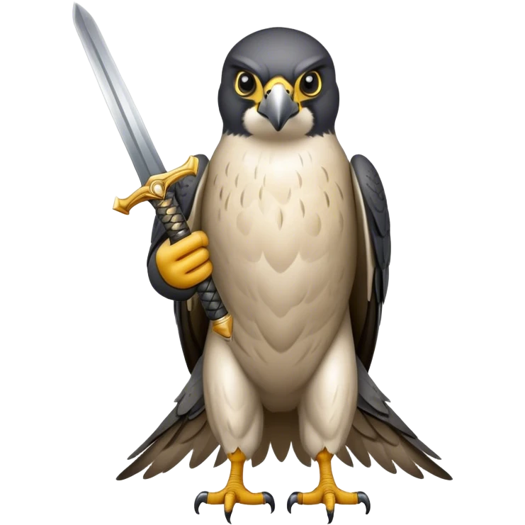Peregrine falcon holding sword emoji