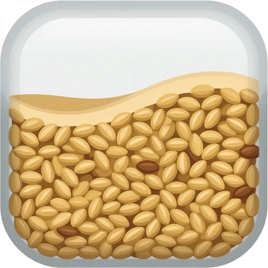"emoji style icon of dry grains, small beige and brown seeds, simple flat design, vector style, clean lines, no gloss, natural colors" emoji