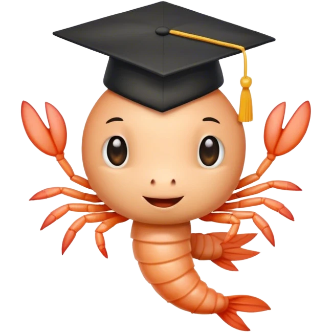 shrimp with phd hat emoji