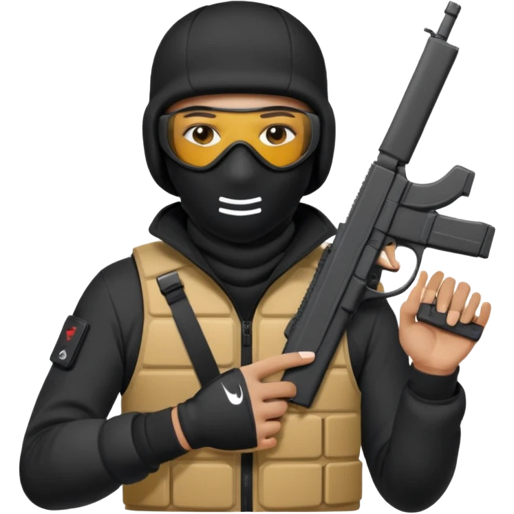 Yn holding a Glock with a switch wearing a Nike ski mask emoji