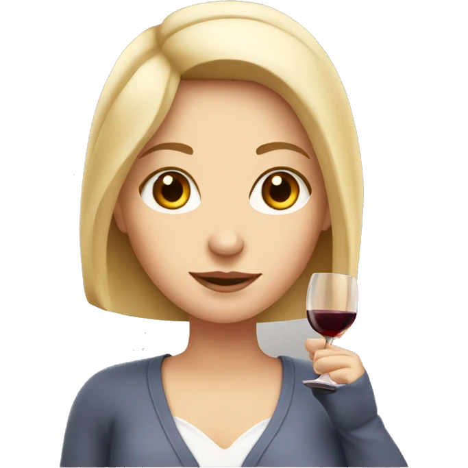 White girl with a glass of wine emoji