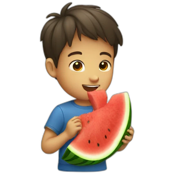 a little boy eating Watermelon emoji