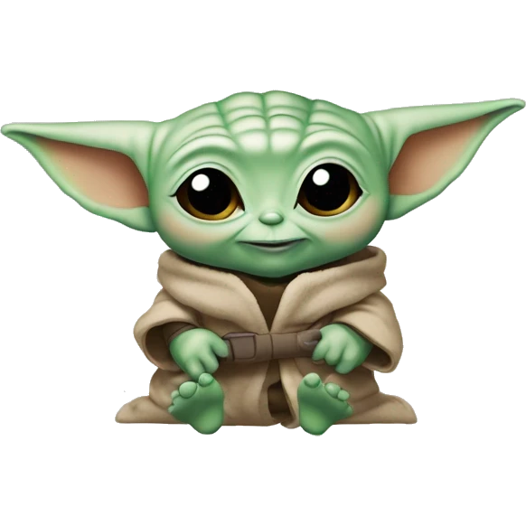 Baby Yoda Beybie Yoda with hearts around the head 💖 - shows love for his building tool or gadget, smiles happily. emoji