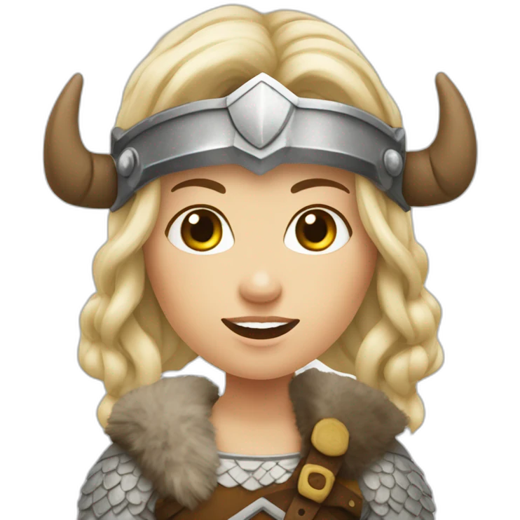Fille viking accompagnée de sa chèvre blanche emoji