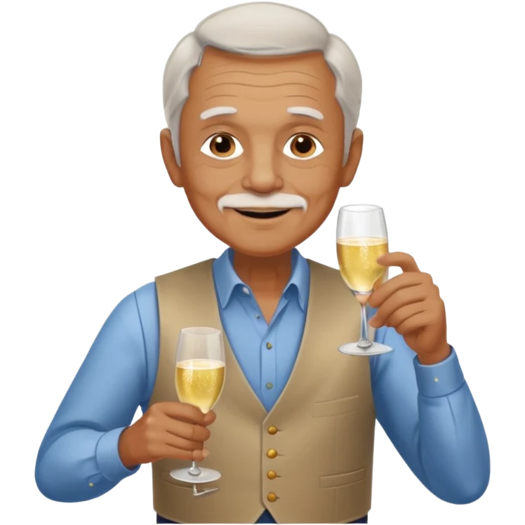 Old man in vest, drinking champagne emoji