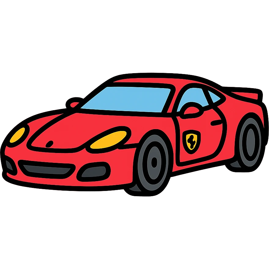 color outlined icon of a Ferrari sports car with clean lines emoji