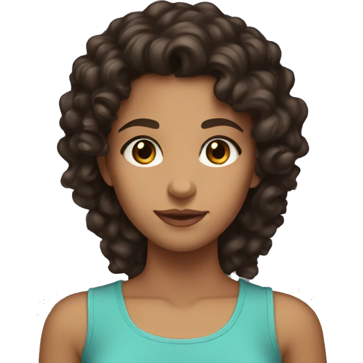 A girl with dark brown curly hair and tan skin and dark brown honey eyes emoji