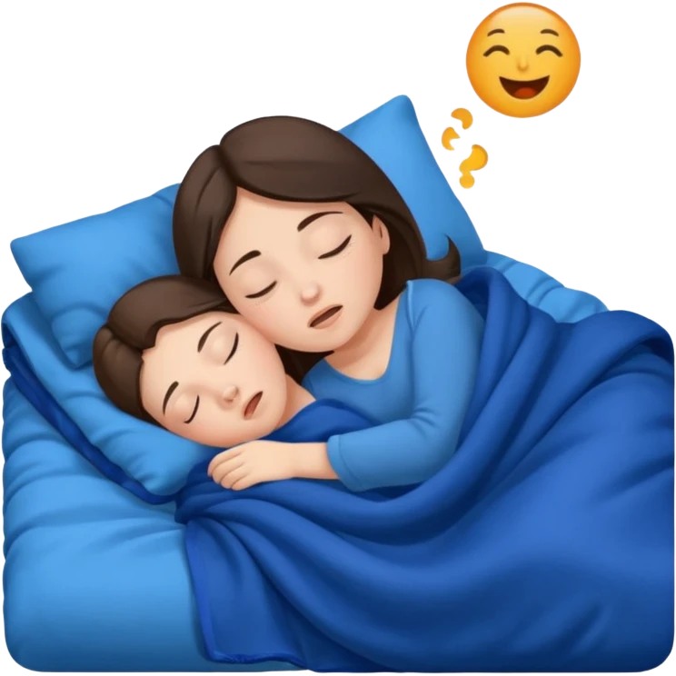 brunette girl in blue blankets snoring emoji
