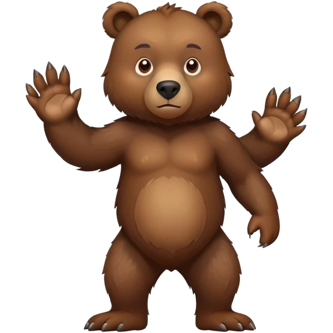 Fierce brown bear walking on four paws with serious face, stern expression, natural pose, realistic appearance emoji