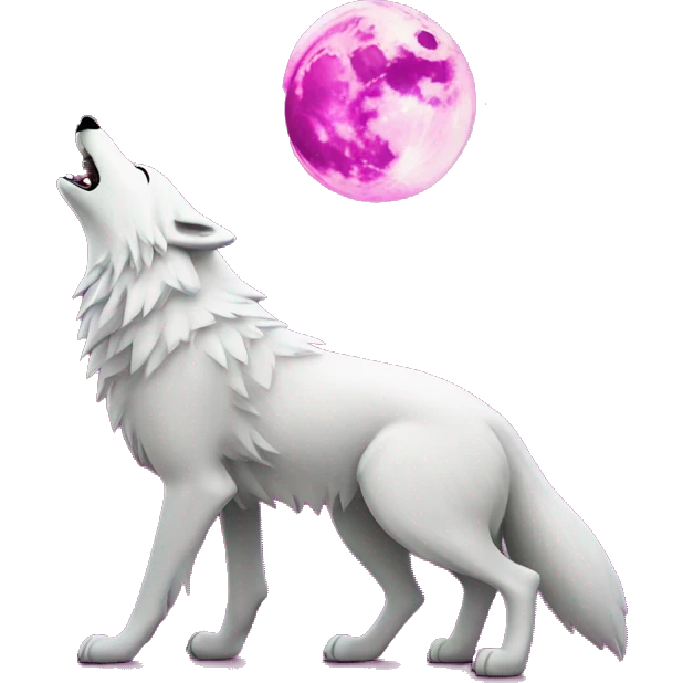 white wolf howling on  magenta moon emoji