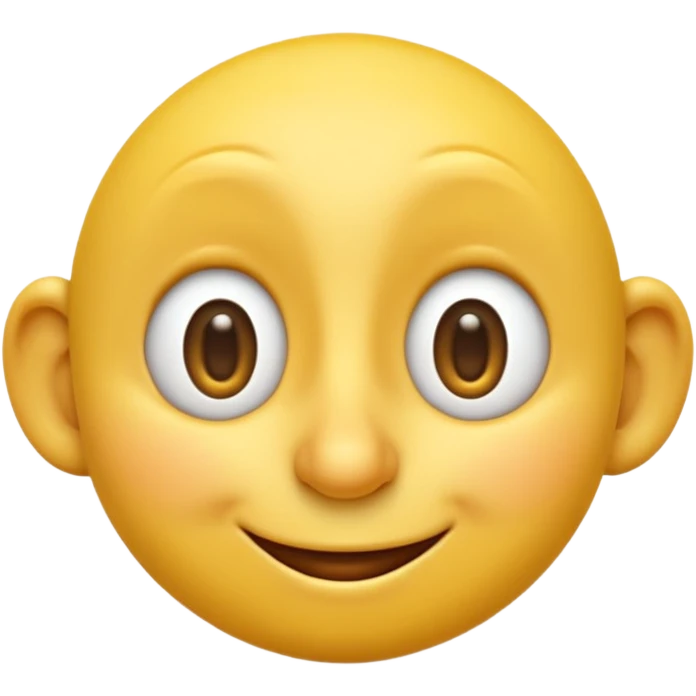 3D yellow emoji, classic round face, cartoon style, Apple emoji style, exaggerated long nose like Pinocchio, guilty smiling expression, eyes looking sideways mischievously, glossy texture, soft shadows, isolated on white background, high detail, realistic rendering emoji