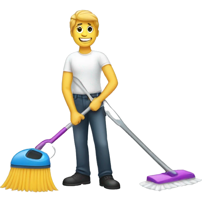 man on the floor cleaning brush emoji