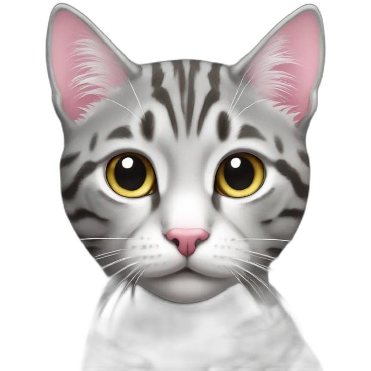 silver tabby low contrast cat with pink nose and white spot emoji