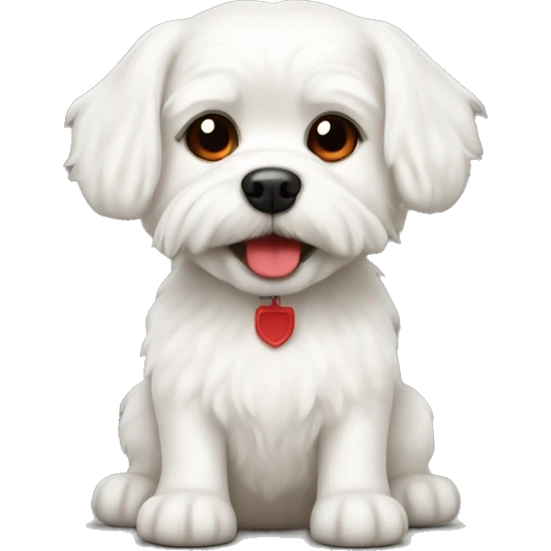 white dog (maltese ) with red flake emoji