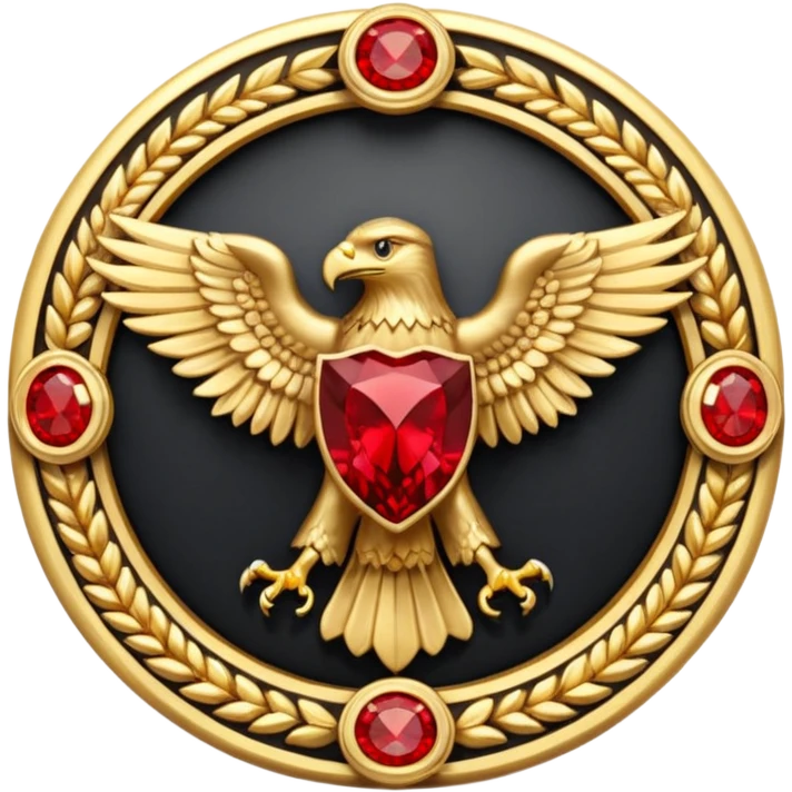Bicephalous Eagle crest / brosch in a cirkel without background and with red gem emoji