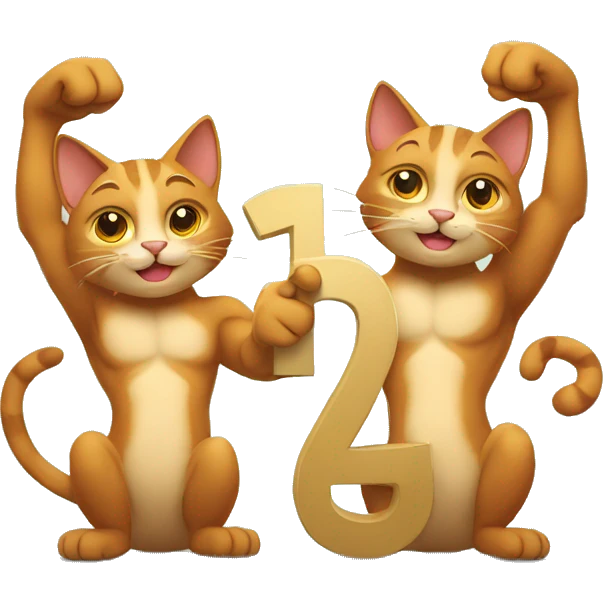 two muscular cats holding up the number thirteen emoji