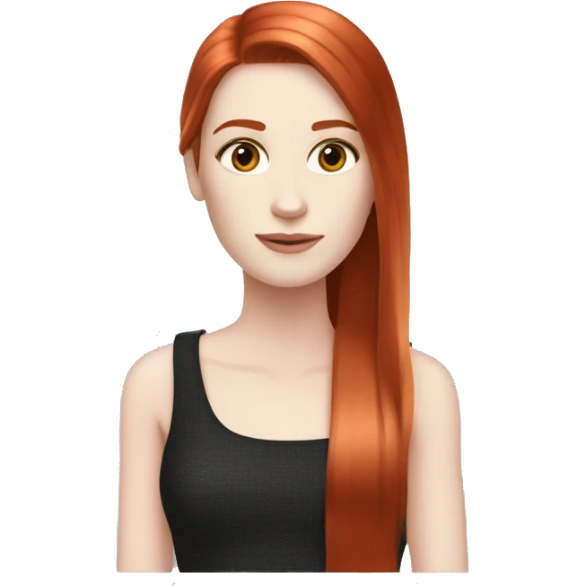 Red head long straight hair pale skin Chanel  emoji