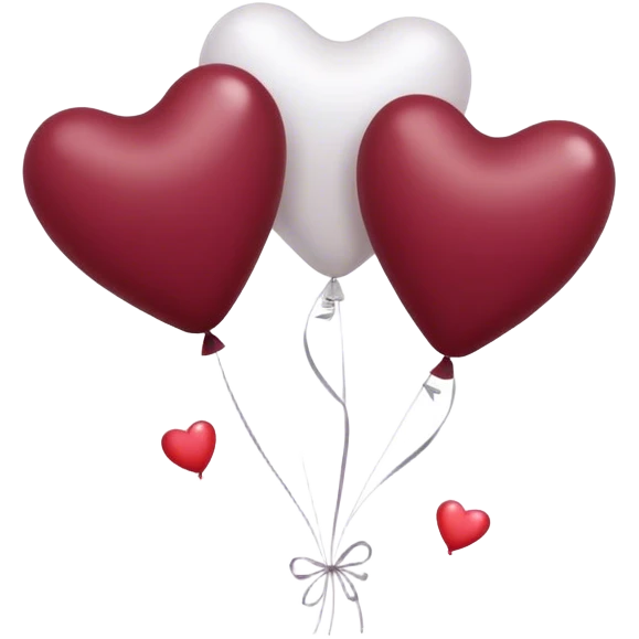 Maroon and white balloons and hearts  emoji