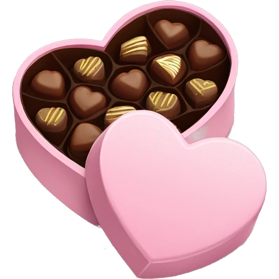 Pastel pink heart shaped box with chocolates in it emoji