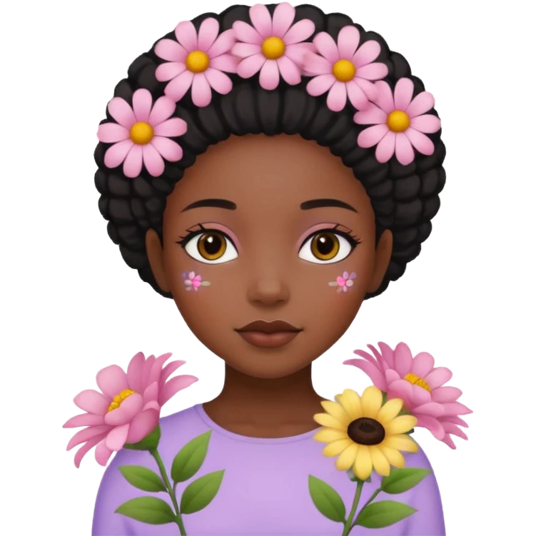 Pastel Pink Black Girl With Flowers emoji