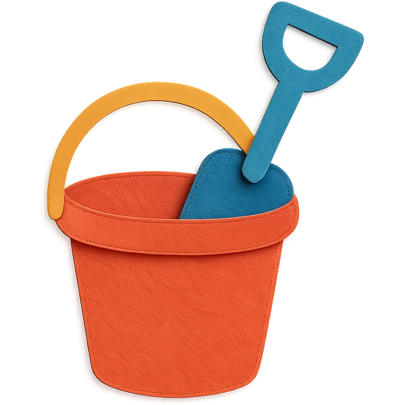 beach bucket and pail with layered paper effect on a white background in paper-craft style emoji