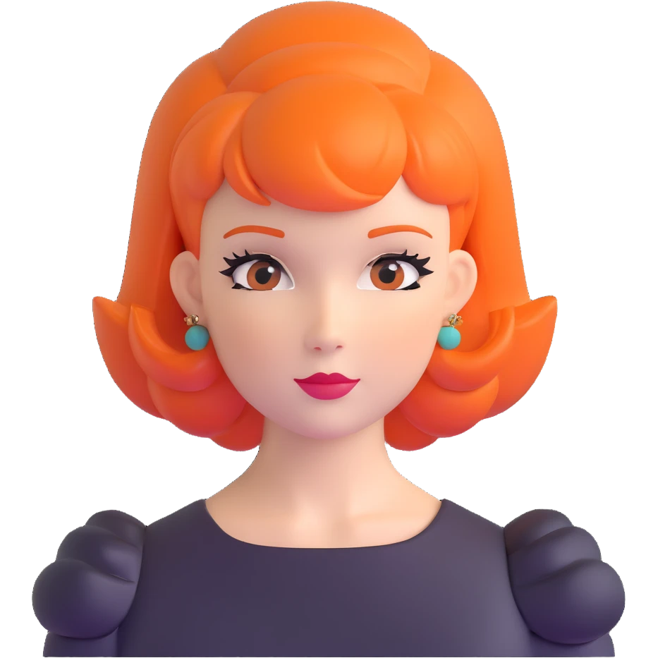 orange hair styled in a retro bouffant emoji