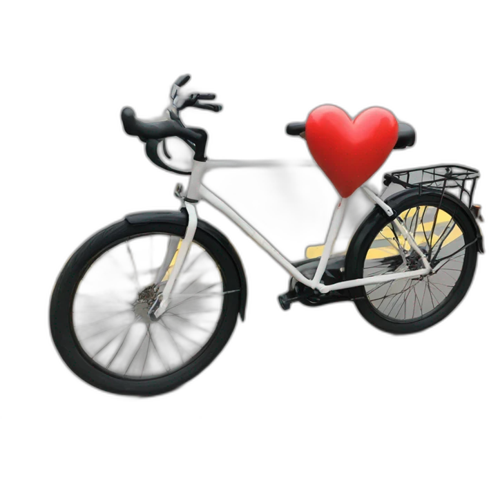 The heart sits on a bicycle emoji
