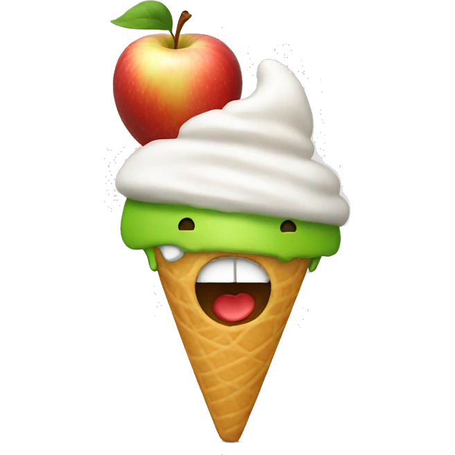 apple with a hat in it eating ice cream emoji