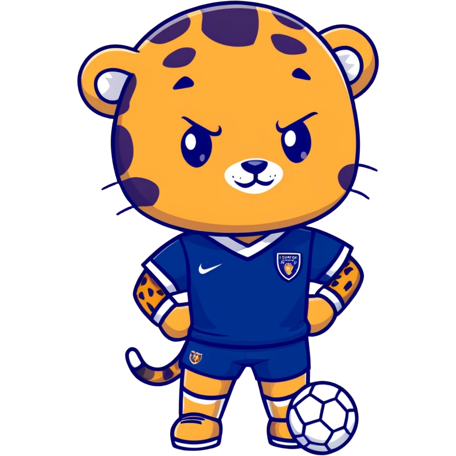 leopard wearing a navy soccer uniform emoji